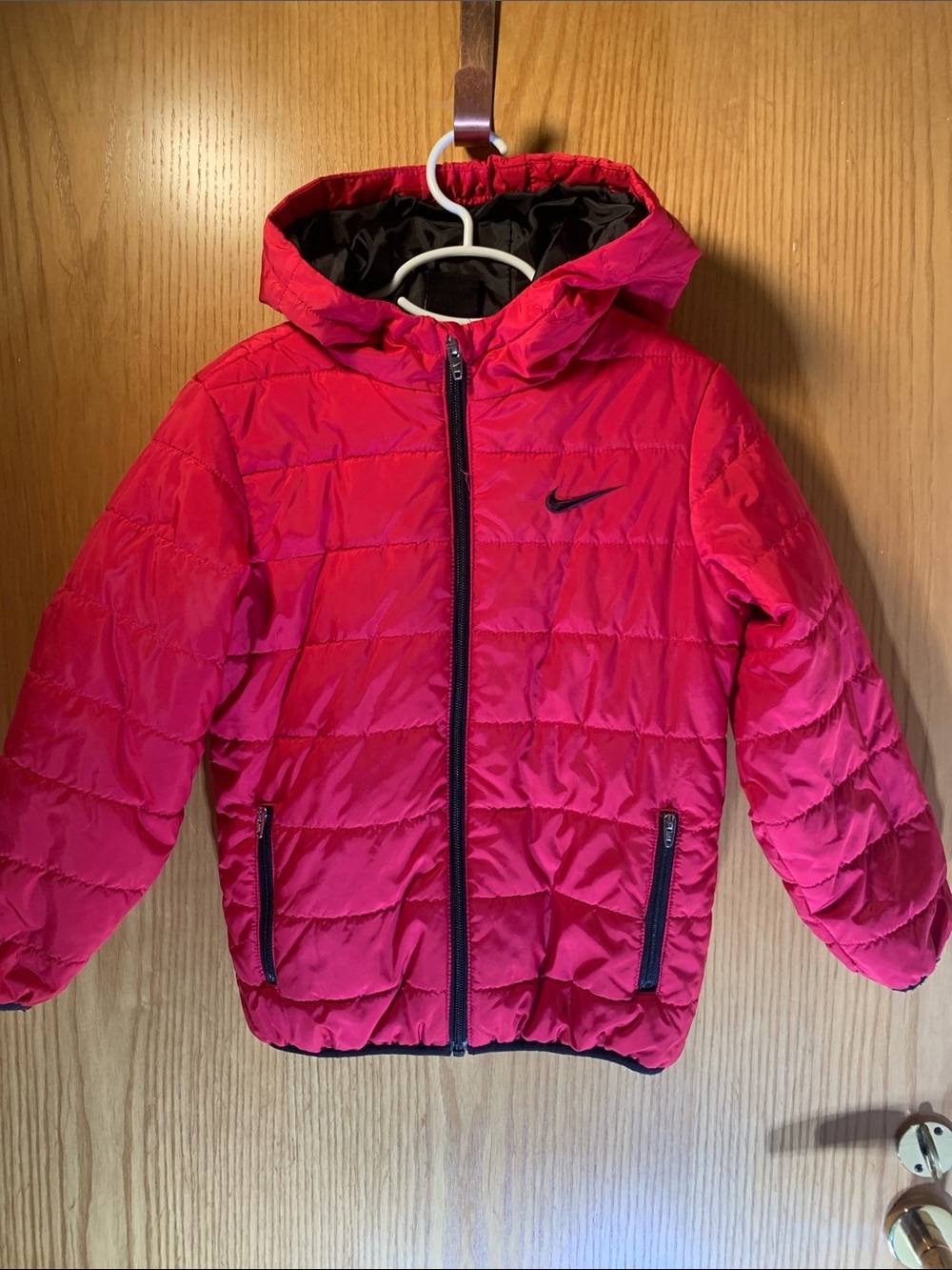 Nike Kids Hooded Quilted Puffer Jacket in Red- Size 6X/L